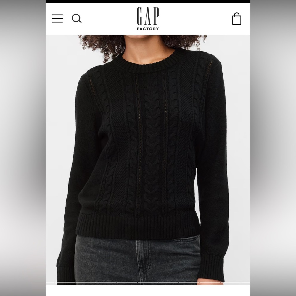Gap Factory cableknit sweater in Black. Large. Brand new !